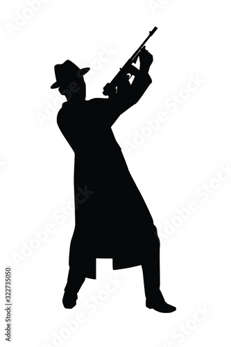 Male mafia with gun silhouette vector