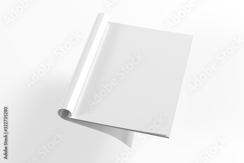 Blank opened full turn Magazine isolated on white