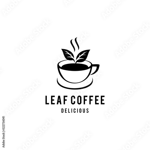 Creative Coffee logo design Vector with leaf sign illustration template