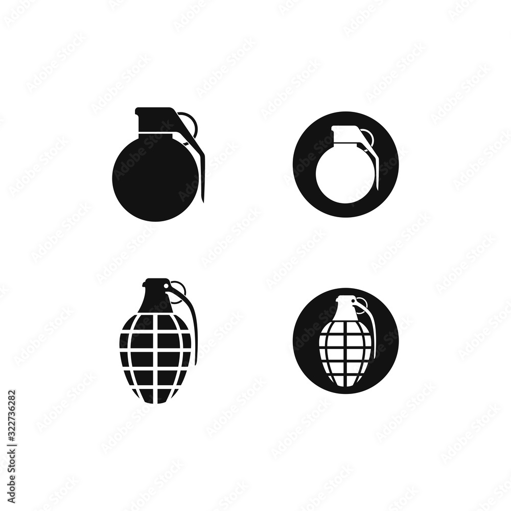 Grenade icon in flat illustration - obrazy, fototapety, plakaty 