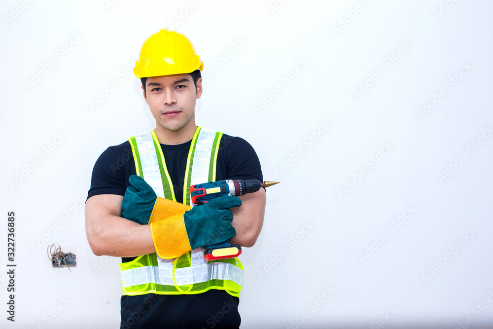 Asian handsome figure expert in home repair Repairing various parts of the house Asian handsome figure expert in home repair Repairing various parts of the house