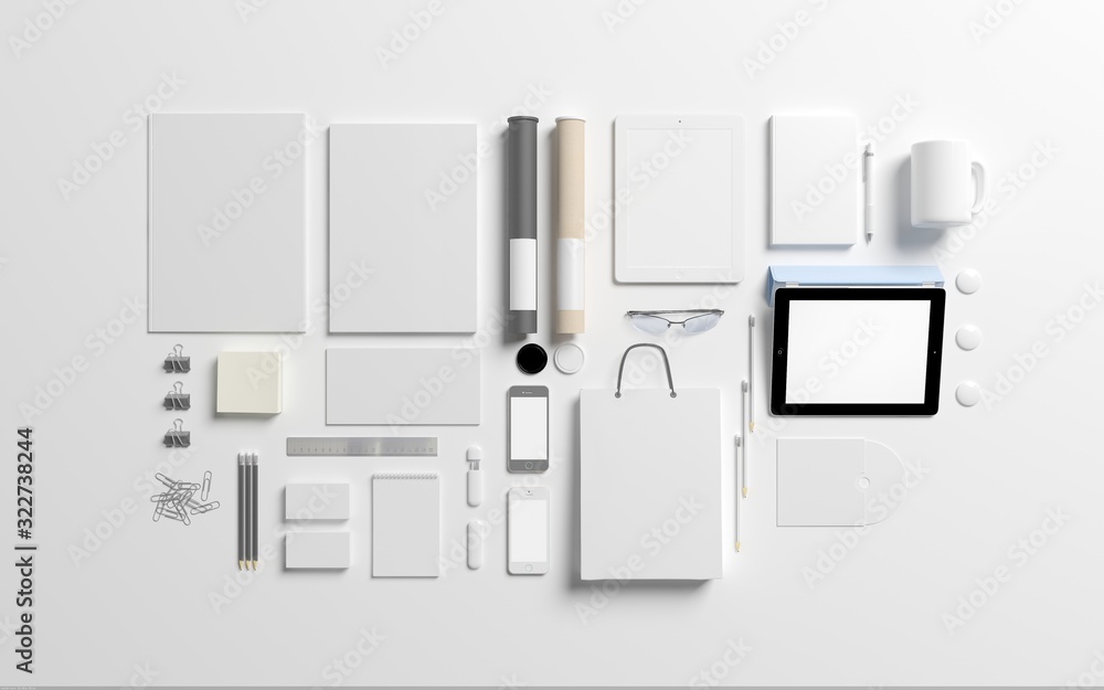 lank Stationery / Corporate ID Set isolated on white as template for designers presentation, showcase etc. lank Stationery / Corporate ID Set isolated on white as template for designers presentation, showcase etc.