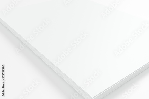 A4 Blank paper letterheads stack with soft shadows isolated on white as template for designers presentation, showcase etc.