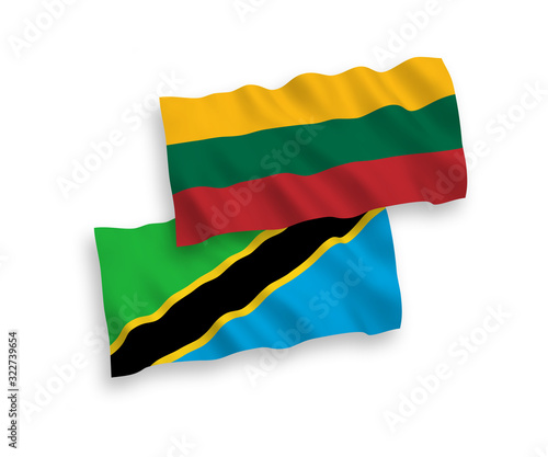 Flags of Lithuania and Tanzania on a white background