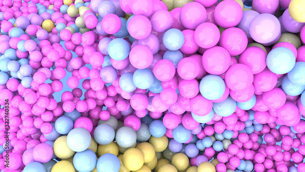 Abstract background with blue pink and yellow spheres Abstract background with blue pink and yellow spheres