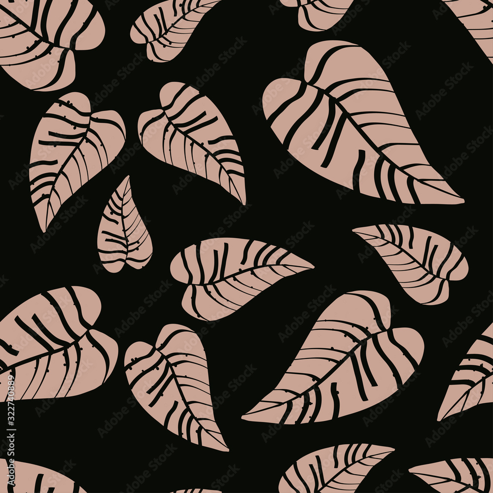Beige tropical leaves seamless pattern. Wrapping paper, fabric print texture. Beige tropical leaves seamless pattern. Wrapping paper, fabric print texture.