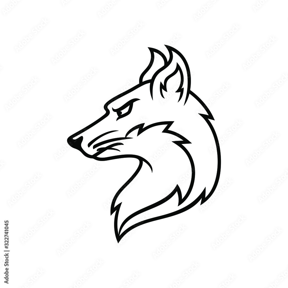 Angry fox animal head icon tattoo logo vector line avatar illustration ...