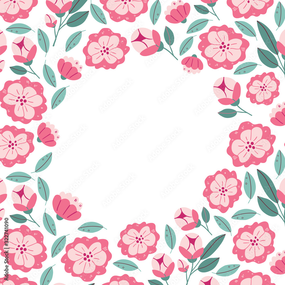 Square banner with spring flowers in bloom Square banner with spring flowers in bloom