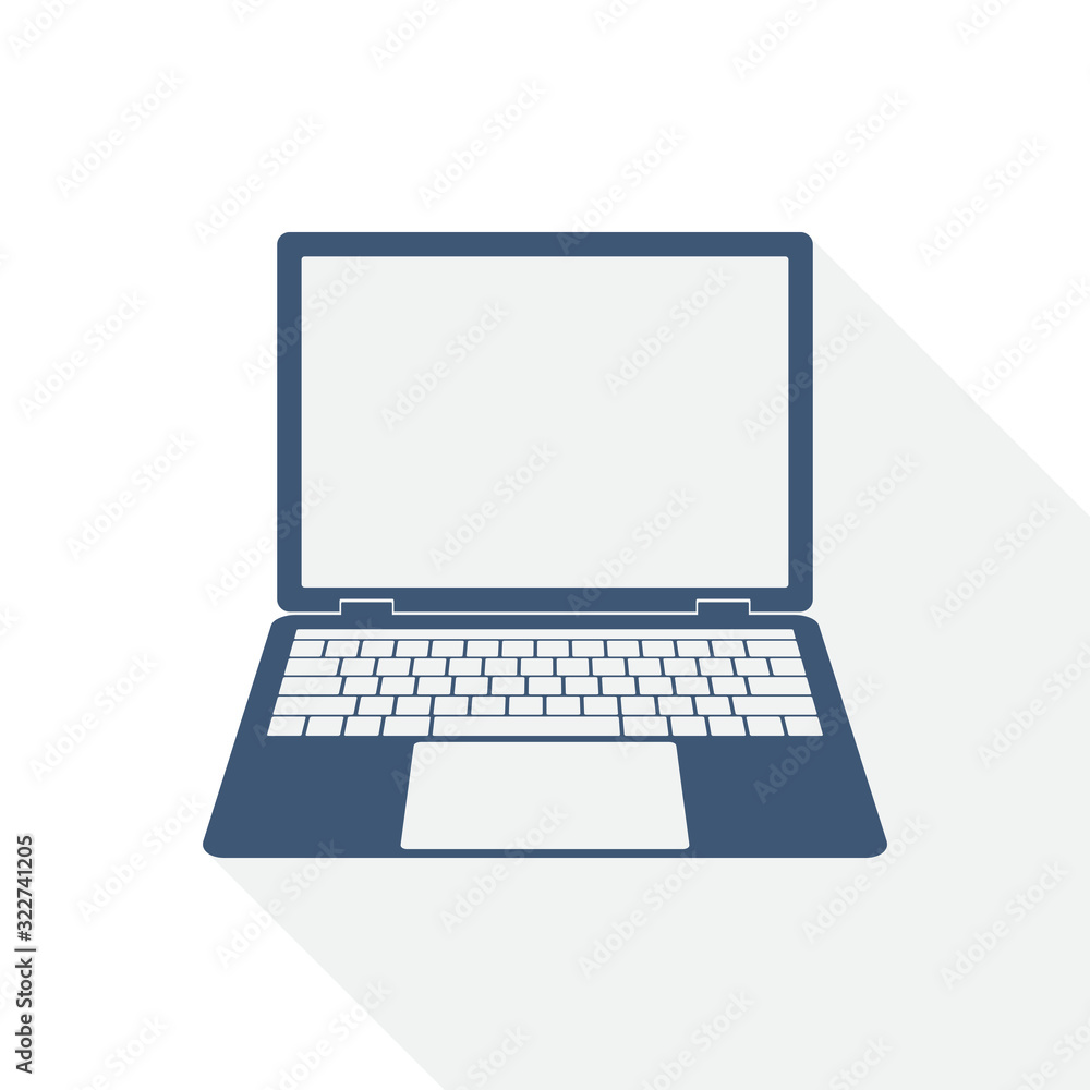 Open laptop vector icon, notebook flat design illustration, mobile computer concept symbol Open laptop vector icon, notebook flat design illustration, mobile computer concept symbol