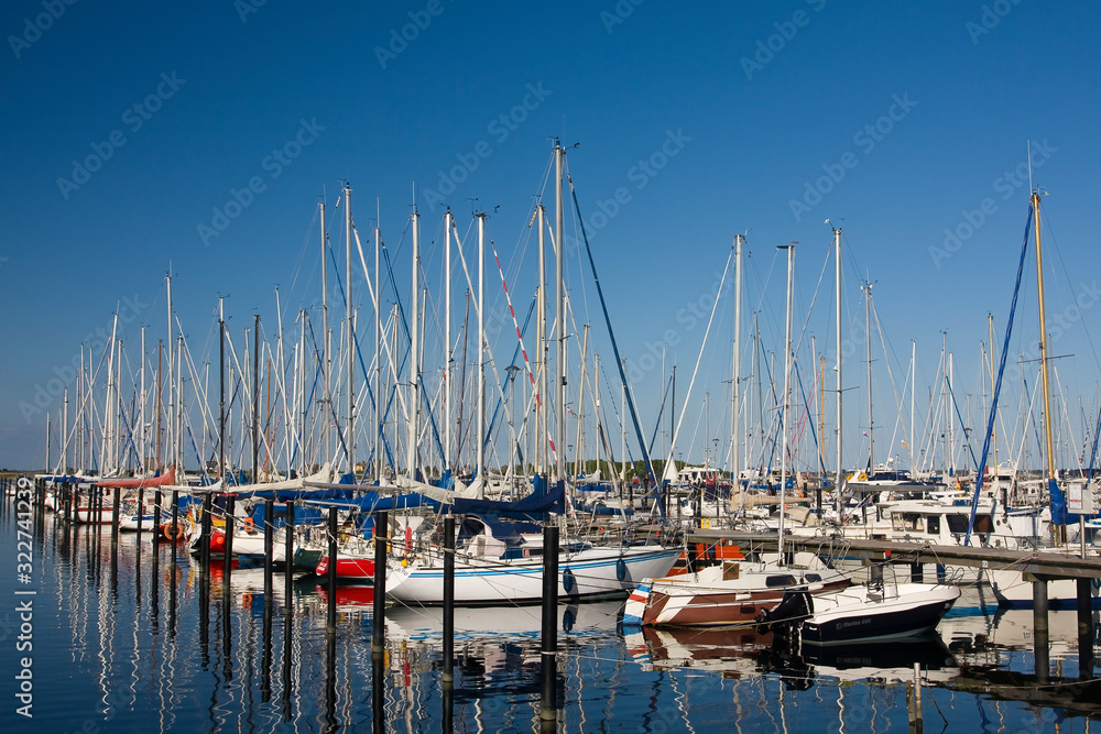 Sailing boats and sailing yachts at marina Grömitz, Baltic Sea , Schleswig-Holstein, Baltic Sea, Germany