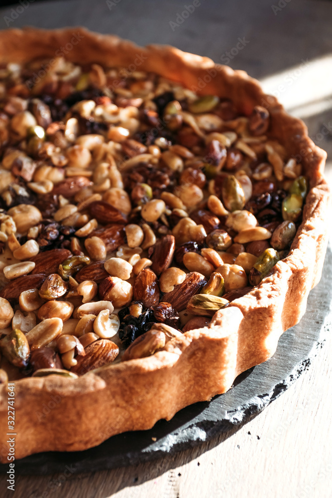 Walnut cake, five kinds of nuts, vegetarian dessert. Macro shooting. Walnut cake, five kinds of nuts, vegetarian dessert. Macro shooting.