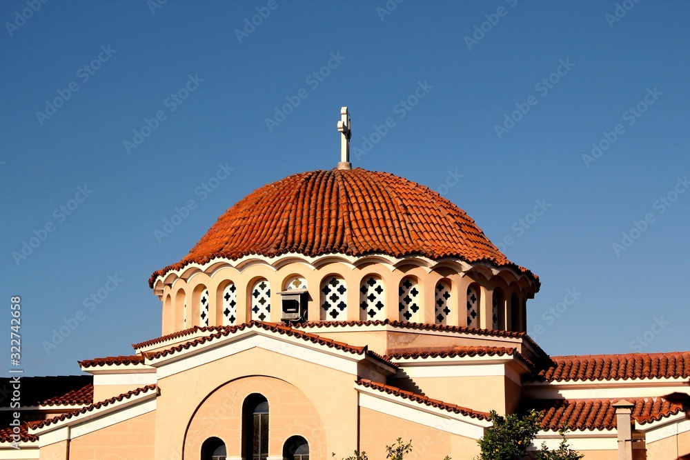 Dome of Christian orthodox church in Athens, Greece