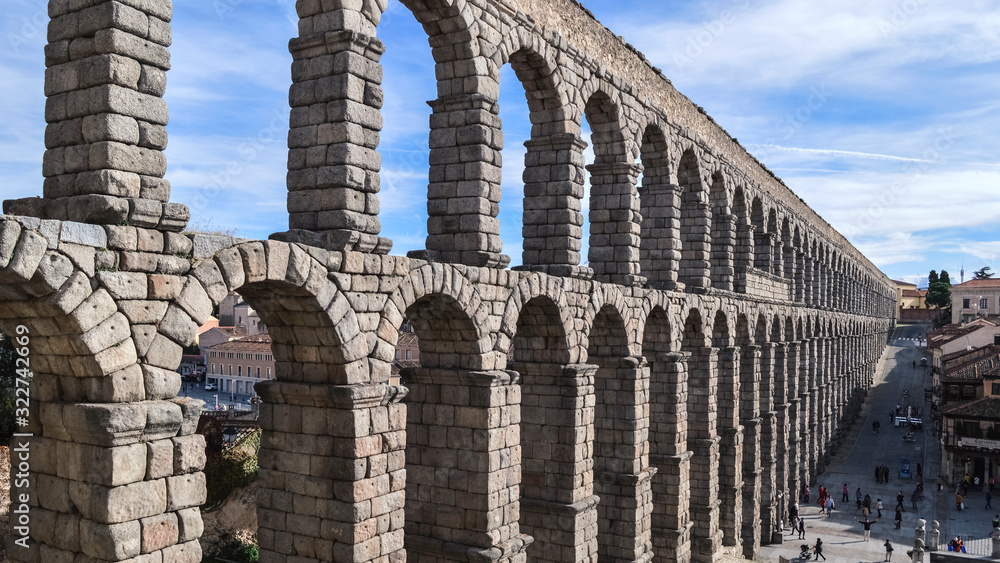Ancient Roman aqueduct in Segovia. Ancient Roman aqueduct in Segovia.