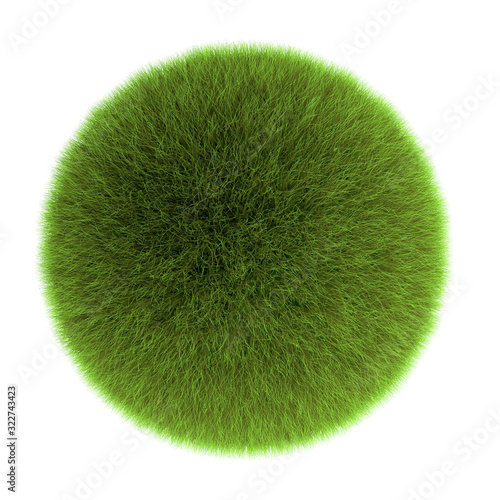 Green grass ball. Isolated on white