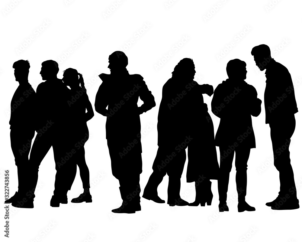 Man and woman walking down street on white background