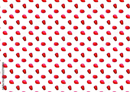 Vector seamless pattern with seeds of pomegranate on the white background