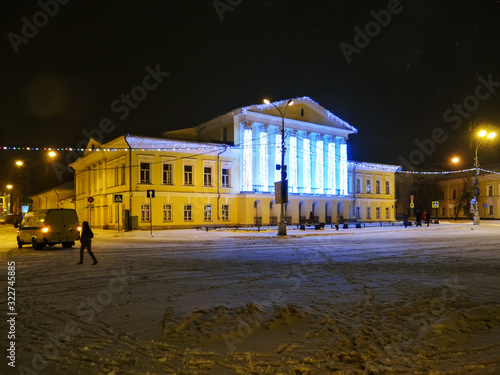 Night landscape. House of General S. S. Borshchov. Susaninskaya Square. Kostroma. Russia photo