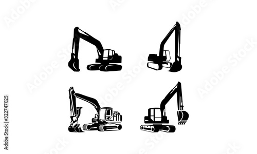 Back hoe illustration set template vector logo