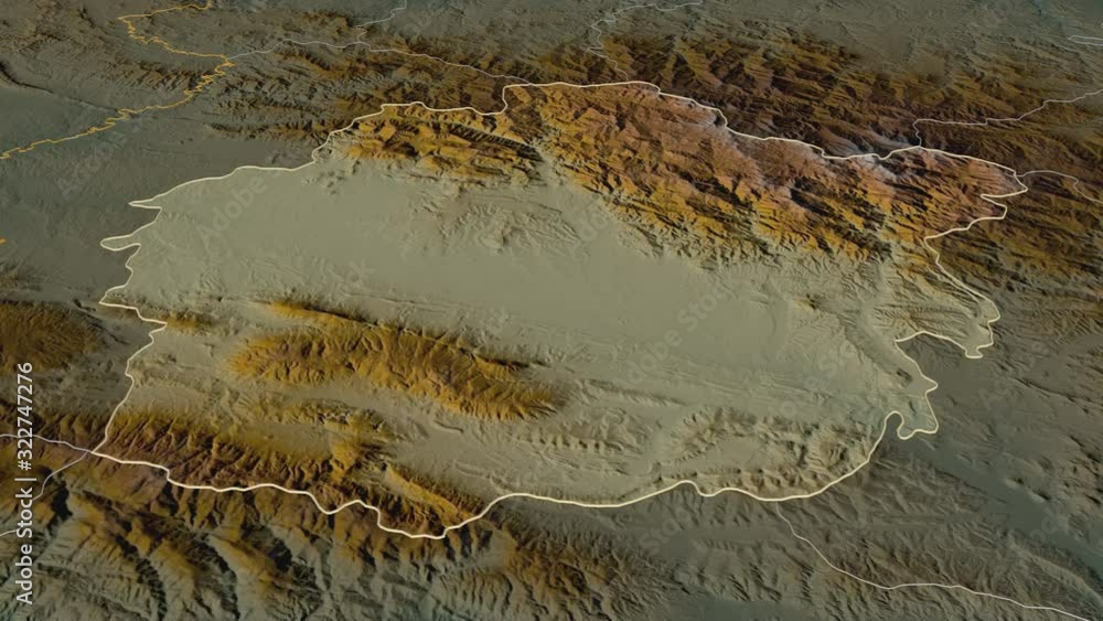 San Juan, province with its capital, zoomed and extruded on the relief