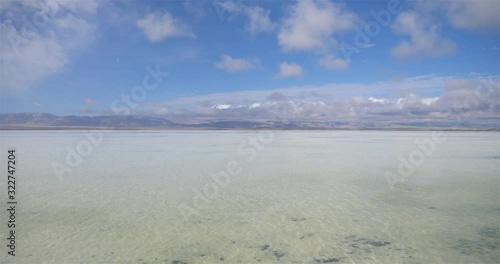 Majestic beautiful landscape of Caka salt lake in Qinghai China photo