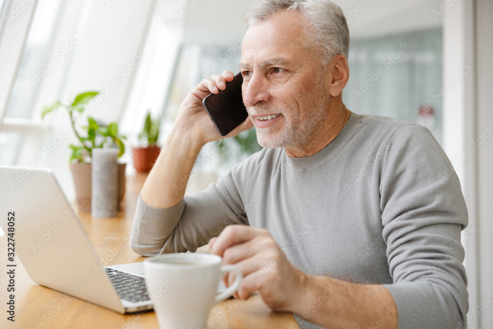 Mature senior businessman using laptop computer. Mature senior businessman using laptop computer.