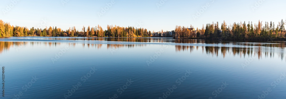 Strbske pleso lake in autumn Vysoke Tatry mountains in Slovakia Strbske pleso lake in autumn Vysoke Tatry mountains in Slovakia