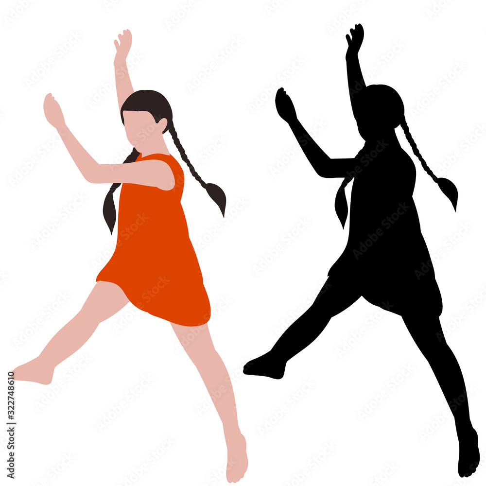 vector, on a white background, silhouette of a girl jumping vector, on a white background, silhouette of a girl jumping