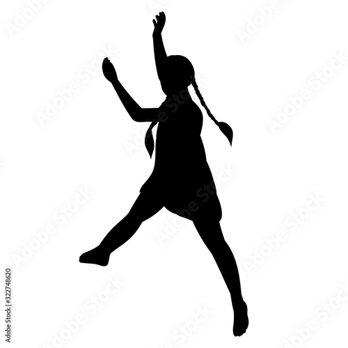 vector, on a white background, black silhouette of a child jumping