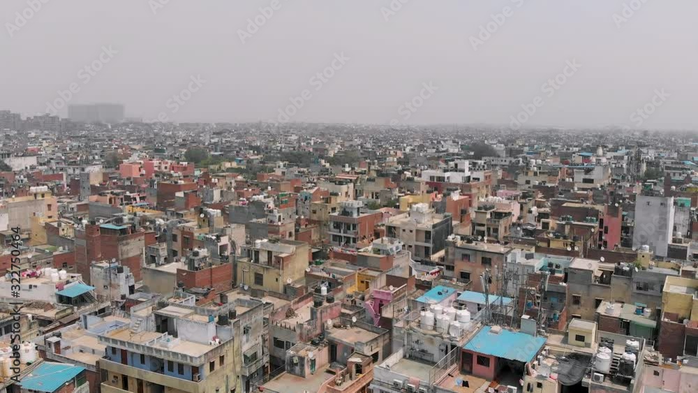 Aerial view of New Delhi overpopulated city close to old market Aerial view of New Delhi overpopulated city close to old market