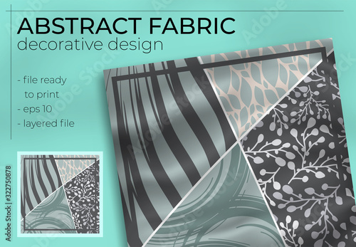Abstract Fabric Decorative Design with Realistic Mock up for Printing Production. Hijab , Scarf , Pillow , etc.