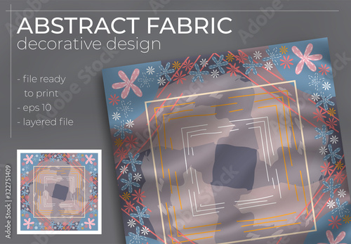 Abstract Fabric Decorative Design with Realistic Mock up for Printing Production. Hijab , Scarf , Pillow , etc.
