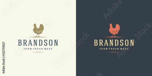 Farm logo vector illustration chicken silhouette good for butcher shop or restaurant badge