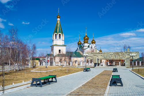 Yakutsk, Russia - CIRCA 2017: Gradoyakutskiy Transfiguration Church; in Yakutsk, Sakha Republic, Russia. photo