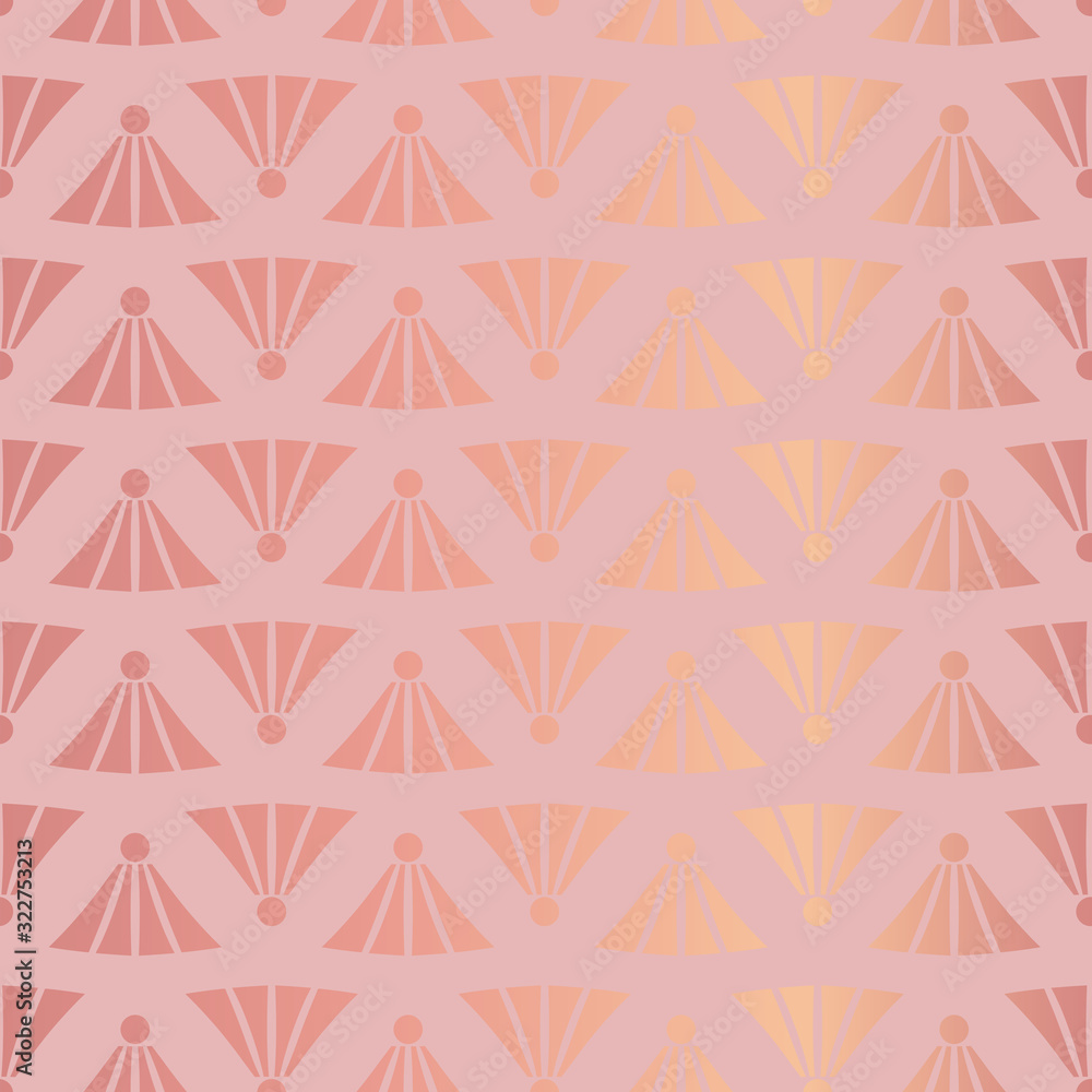 Vector Art Deco Style inspired Rose Gold Effect Florals on Dusty Pink seamless pattern background. Vector Art Deco Style inspired Rose Gold Effect Florals on Dusty Pink seamless pattern background.