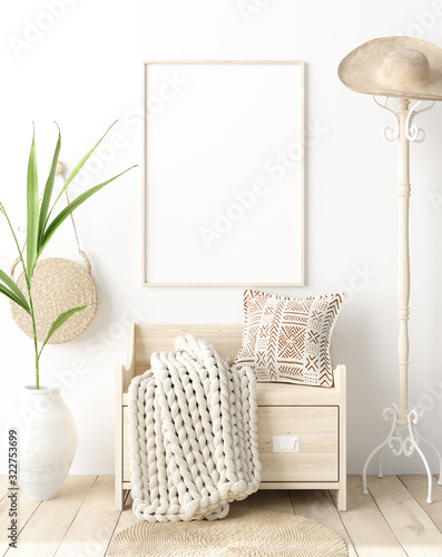 Plakat Plakat makiety we wnętrzu przedpokoju, styl skandynawski, renderowanie 3d
