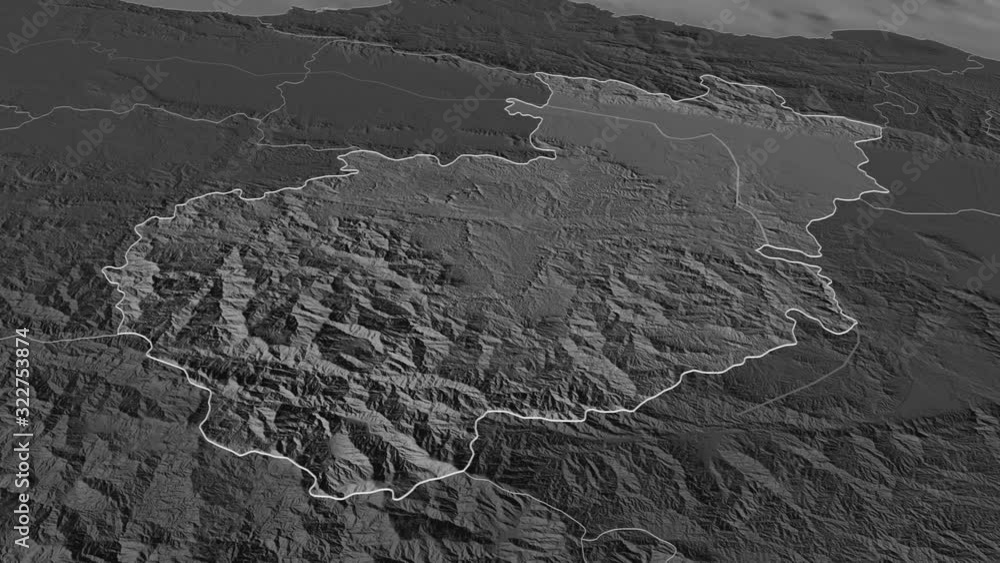 Santiago, province with its capital, zoomed and extruded on the bilevel map of Dominican Republic in the conformal Stereographic projection. Animation 3D Santiago, province with its capital, zoomed and extruded on the bilevel map of Dominican Republic in the conformal Stereographic projection. Animation 3D