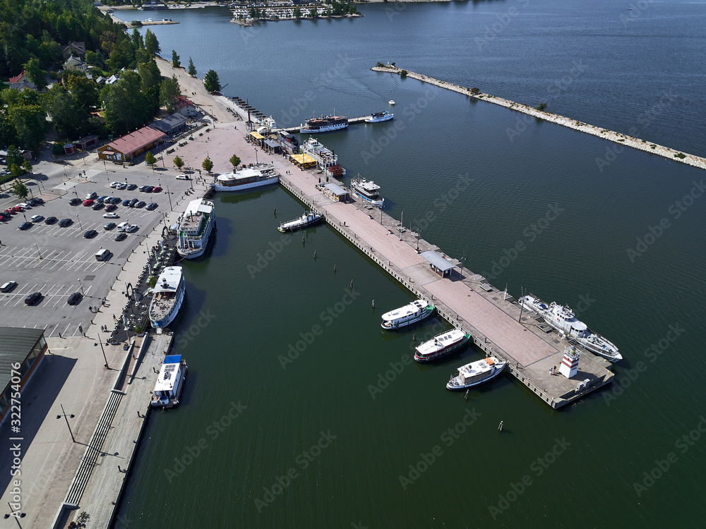 Aerial view of Vesijarvi Harbor in Lahti, Finland.