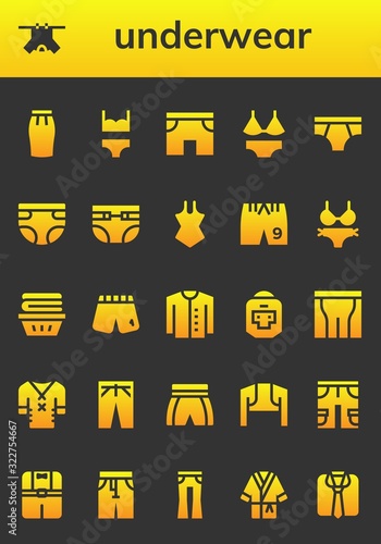 Modern Simple Set of underwear Vector filled Icons