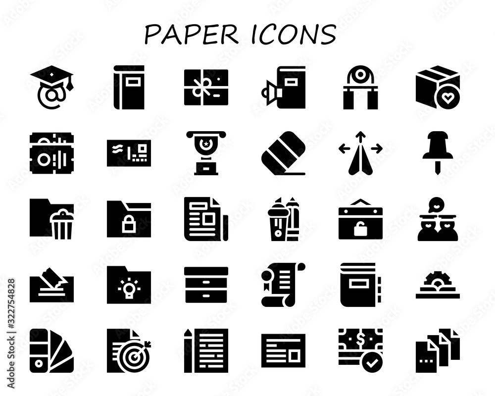 Modern Simple Set of paper Vector filled Icons Modern Simple Set of paper Vector filled Icons