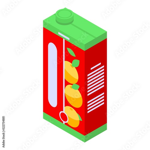 Juice peach pack icon. Isometric of juice peach pack vector icon for web design isolated on white background