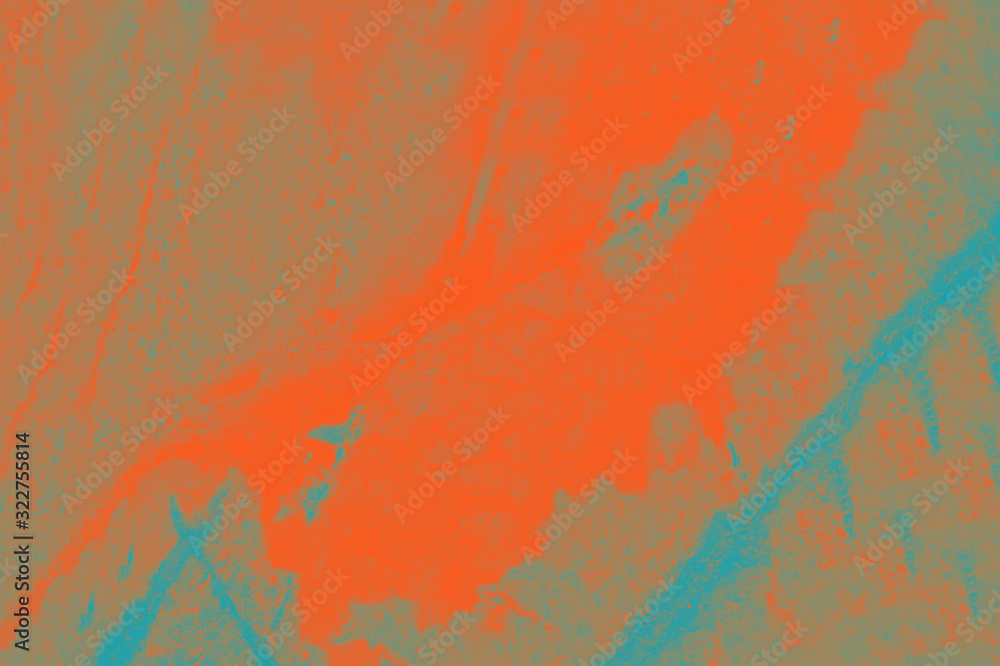 Lush lava and turquoise color frayed gradient texture abstract background