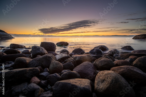 Sunset sea and rocks HDR