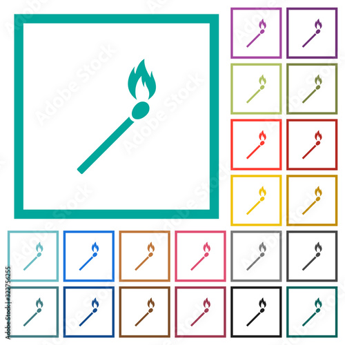 Matchstick flat color icons with quadrant frames