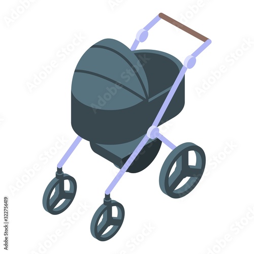 Modern baby pram icon. Isometric of modern baby pram vector icon for web design isolated on white background