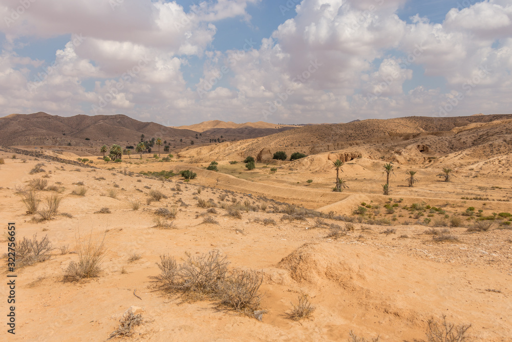 Panorama of Sahara desert, Tunisia