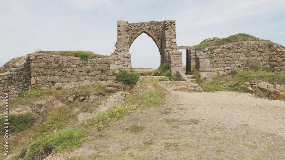 Grosnez Castle is a small castle ruin from the 14th century on the coast in the northwest of the channel island of Jersey Grosnez Castle is a small castle ruin from the 14th century on the coast in the northwest of the channel island of Jersey