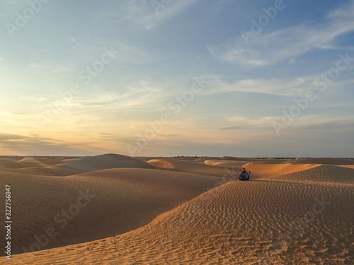 Panorama of Sahara desert, Tunisia