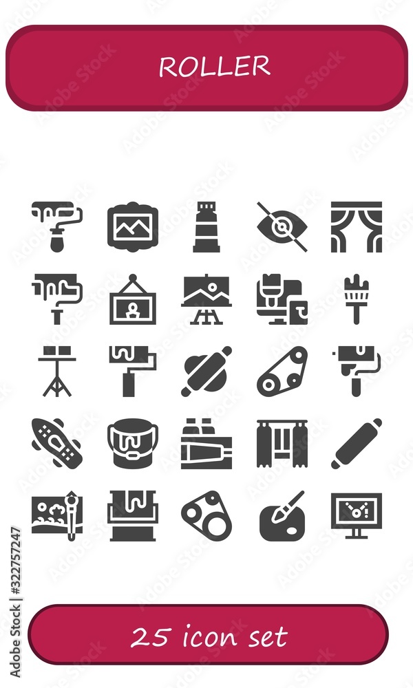 Modern Simple Set of roller Vector filled Icons Modern Simple Set of roller Vector filled Icons
