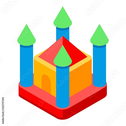 Castle trampoline icon. Isometric of castle trampoline vector icon for web design isolated on white background