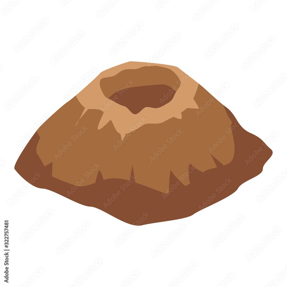 Erupted volcano icon. Isometric of erupted volcano vector icon for web design isolated on white background Erupted volcano icon. Isometric of erupted volcano vector icon for web design isolated on white background